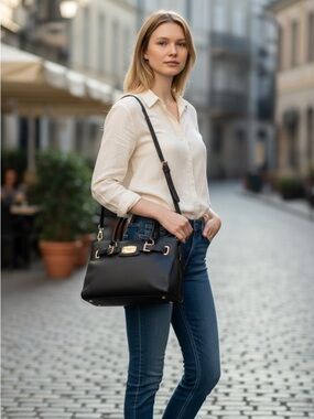 Michael Kors Handbag, Hamilton East West Large Soft Leather Satchel.